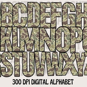 Camuflaje antiguo / Conjunto alfa / Diseño digital / PNG / Camuflaje / Alfabeto / País / Caza