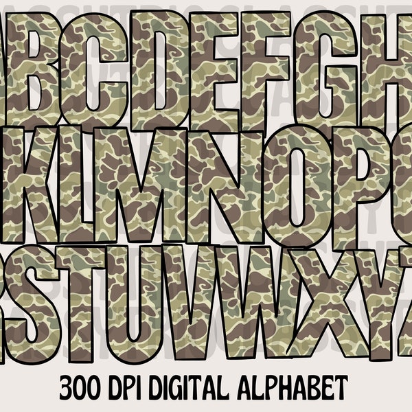 Old Camo | Alpha Set | Digitales Design | PNG | Camouflage | Alphabet | Land | Jagd