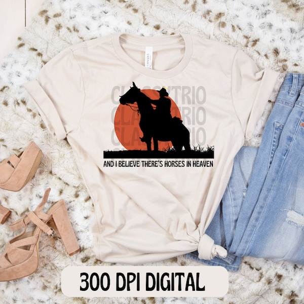 Horses in Heaven | PNG | Digital Design | Western | Country | Sublimation | Shirt | Cowboys | Christian | Sunset