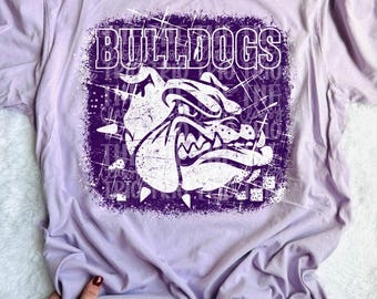 Purple Bulldogs Grudge | Digital Design | PNG | Original Designer Retro Shirt Design Trend | Vintage Chalk Distressed | School Mascot