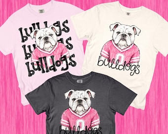 Pink Bulldogs mascot Simple and Stack PNG | Preppy Design School Shirt PNG | Teacher | School Spirit Digital | Trendy