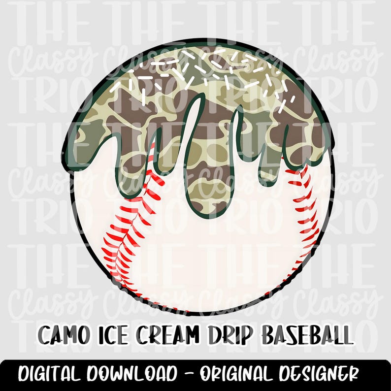 Camo Baseball Ice Cream Drip Design | PNG (digital Download) - Etsy