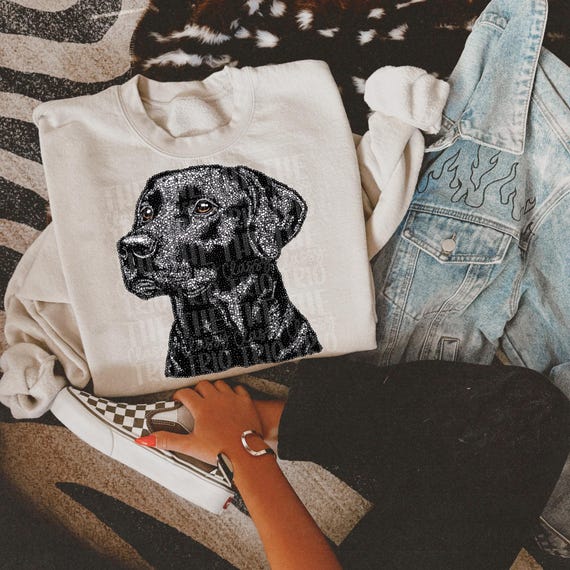 Faux Rhinestone Black Lab Dog Design | PNG, Sublimation (Digital Design)