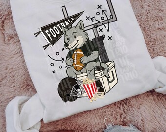 Wolf Mascot Football Team Doodle Design | PNG, Sublimation (Digital Design)