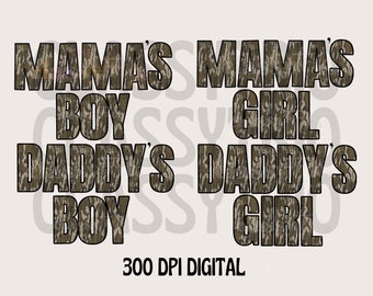 Niño de mamá / Niña de mamá / Niña de papá / PNG / Camuflaje antiguo / Diseño digital / Caza / Camuflaje / Sublimación / Diseño de camiseta campestre