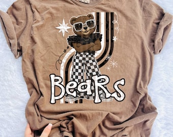 Bears Retro Mascot PNG | Trendy Design School Shirt, Teacher, School Spirit Digital, Trendy, Team, Back to School, DTF, DTG, Viral