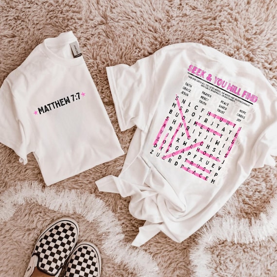 Seek and Find Word Search PNG | Christian Digital Design | Jesus, Bible Verse, Trendy, Church Shirt, Front Back, Trending (Digital Download)