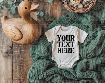 Mallard Duck Shirt Baby Mockup | Flat Lay T-Shirt Graphic (Digital)