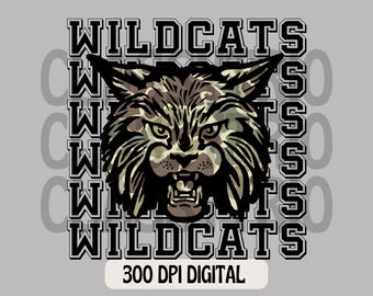 Camo Wildcats Mascot Design | Sublimation PNG (Digital Design)
