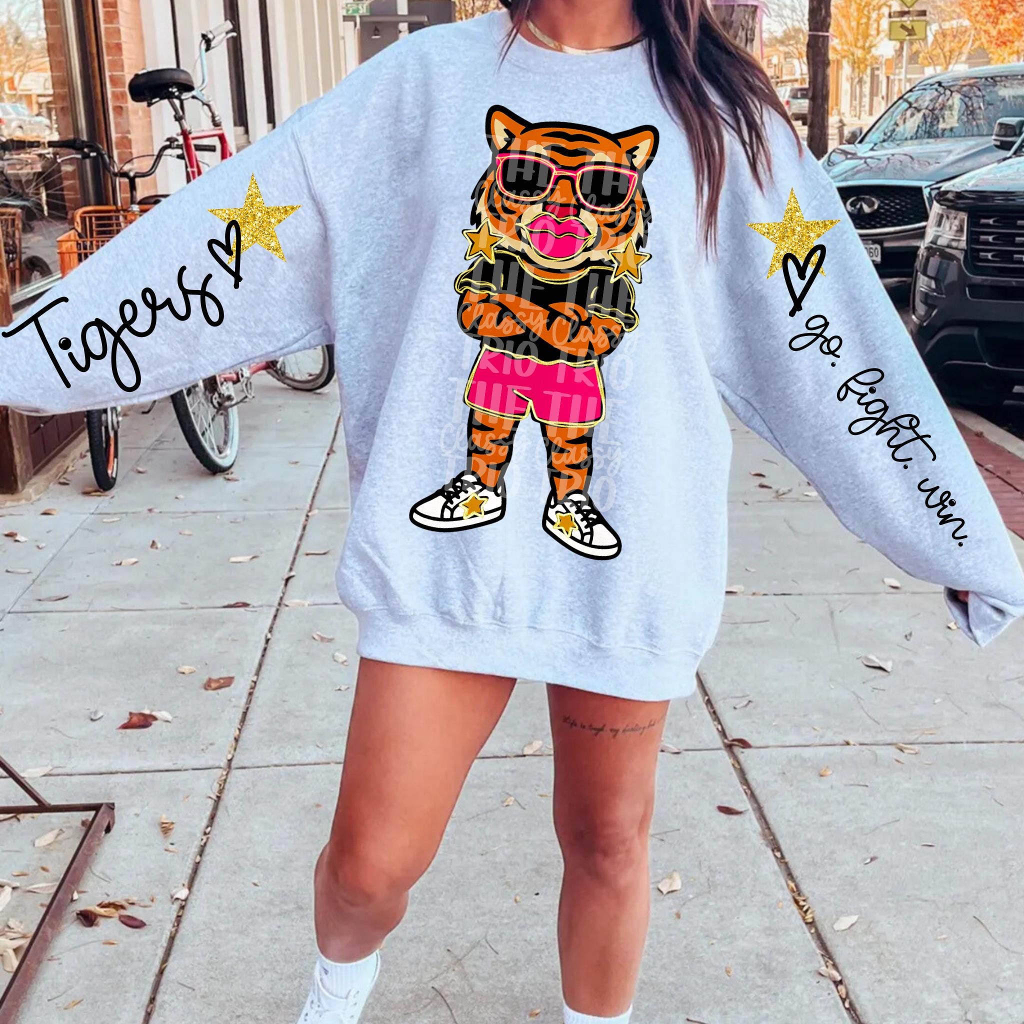 Tigers Glitz Glam | Team Drawing Digital Design | PNG | Sublimation | Preppy Mascot Design | Kid Adult Shirt Design | Original Creator