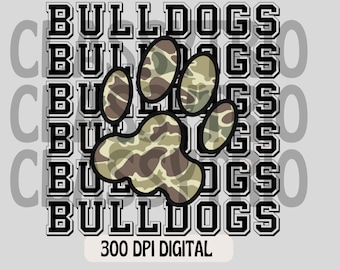 Old Camo | Digital Design | PNG | Sublimation | Camouflage | Bulldogs | Mascot Shirt Design | Camo Mascot
