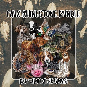 Faux Rhinestone PNG Bundle | 100+ Country & Animal Designs (Digital Download) image 2