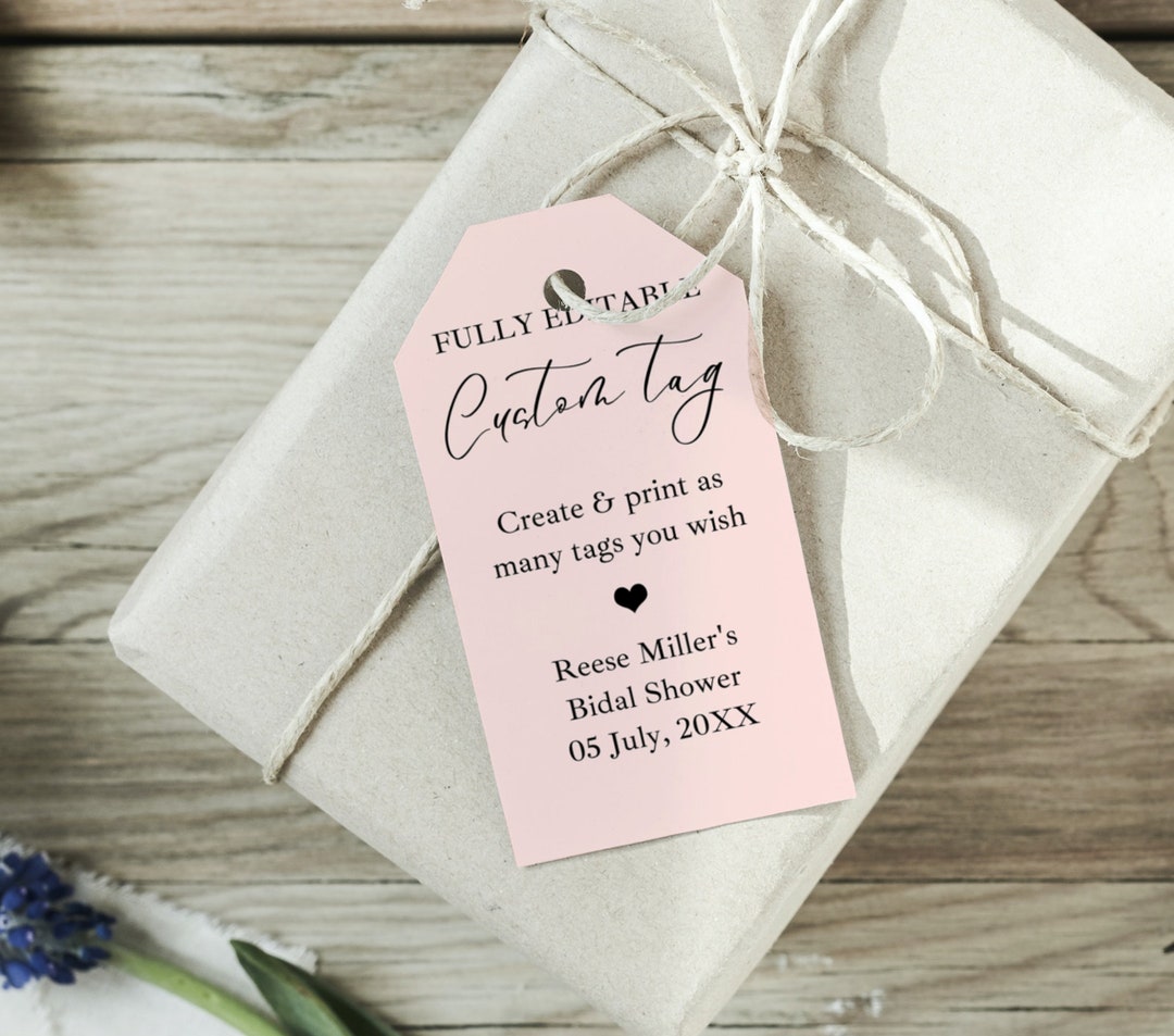 Personalized Bridal Shower Hang Tag Edit in Canva, Custom Wedding Thank ...