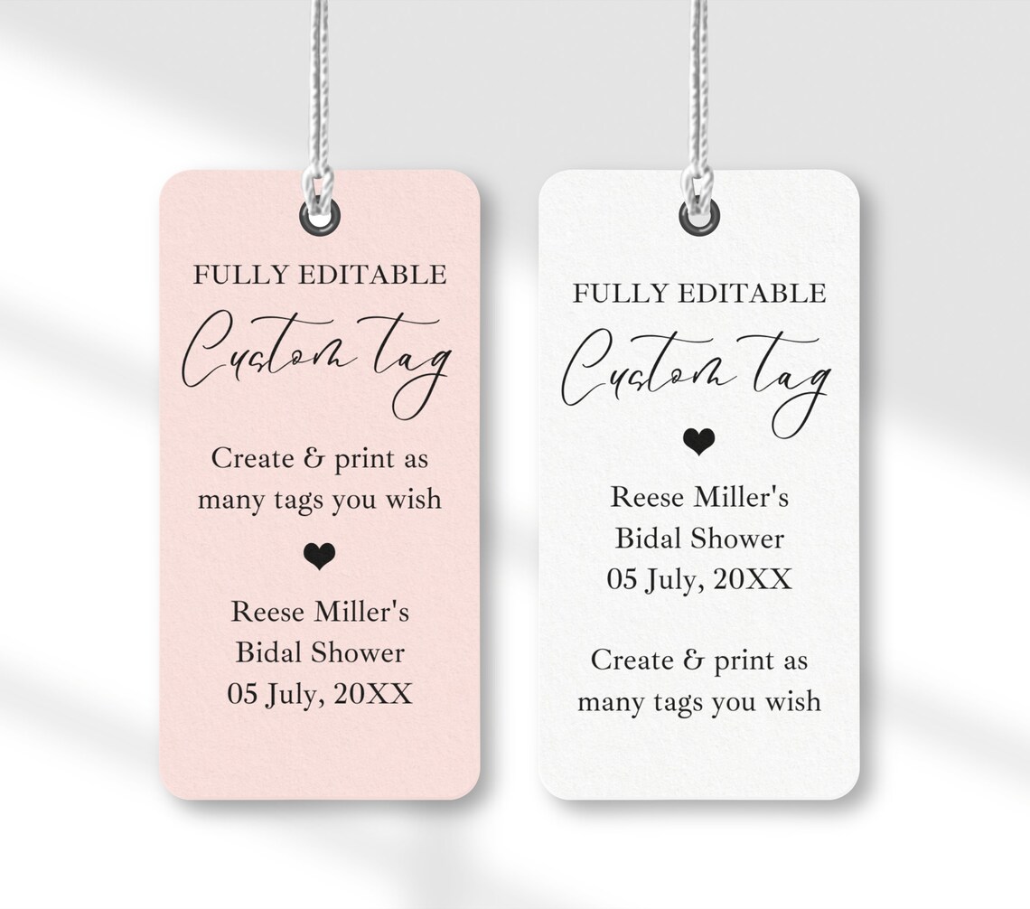 Personalized Bridal Shower Hang Tag Edit in Canva, Custom Wedding Thank ...