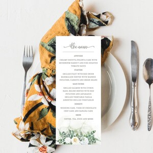 Custom Wedding Menu Card Template Edit in Canva, Printable Wedding Menu, Personalized Canva Wedding Templates, Custom Wedding Reception Menu