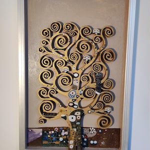 Handmade wooden Tree of Life. Klimt tunnel