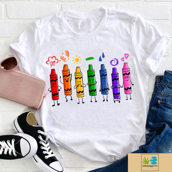 Mood Color Crayons Teacher Unisex T-Shirt, Mood Crayons Shirt, Back To School Gift, Kindergarten Teacher Shirt, Crayons Shirt