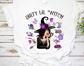 Dirt Lil Witch Halloween Vintage T-Shirt, Halloween Shirt, Witch Lovers Shirt, Witch Shirt, Witch Girl Shirt, Garden Lovers Shirt