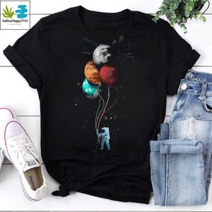 Astronaut With Balloons Galaxy Vintage T-Shirt, Astronaut Shirt, Astronaut Lovers Shirt, Galaxy Shirt, Space Travel Shirt, Universe Shirt