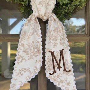 Guirnalda decorativa multitemporada, guirnalda floral personalizada, guirnalda decorativa Toile personalizada, decoración de puerta estilo granja con monograma