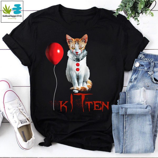 Kitten Clown Scary Vintage T-Shirt, Cat Shirt, Cat Lovers Shirt, Halloween Shirt, Jason Voorhees Shirt, Horror Movie Shirt, Horror Cat Shirt