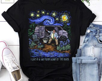 Van Gogh Live In A Van Down By the River Vintage T-Shirt, Starry Night Shirt, Matt Foleys Shirt, Saturday Night Live Shirt, Chris Farley