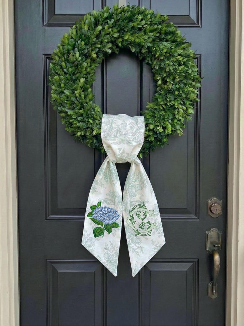 Spring Sashes Spring Wreath Sashes Floral, Wreath Sash Scalloped, Hydrangea Wreath ...