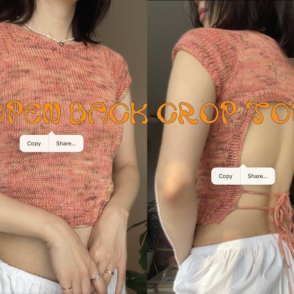 Open Back Crop Top | Digital Download | Knitting Pattern