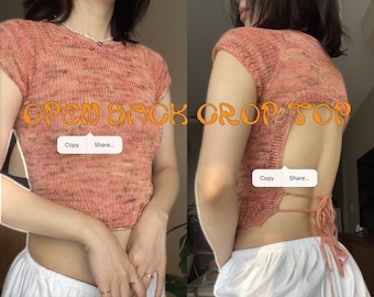 Open Back Crop Top | Digital Download | Knitting Pattern