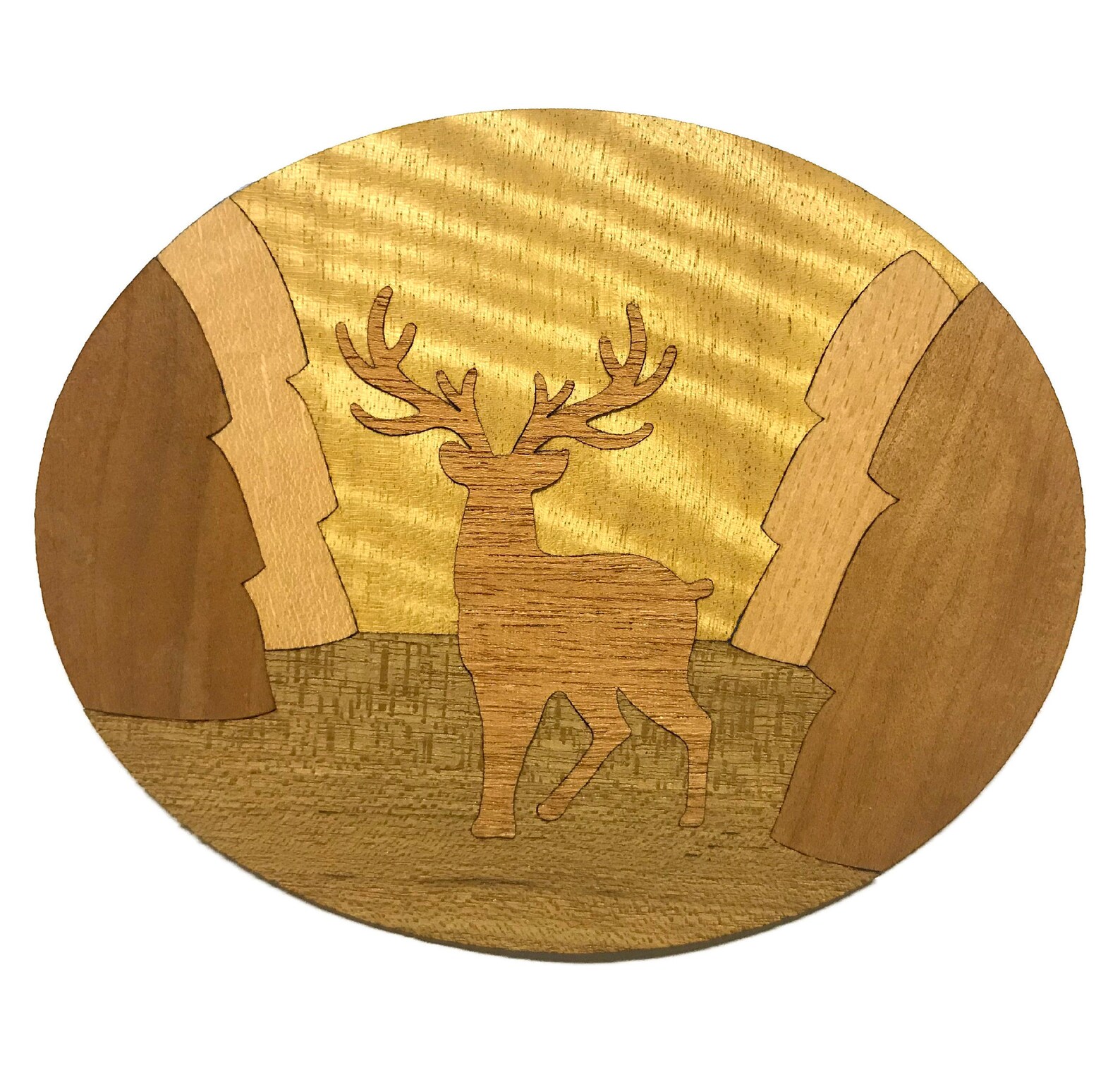 Deer Scene DIY Marquetry Beginner Wood Working Craft Kit Etsy