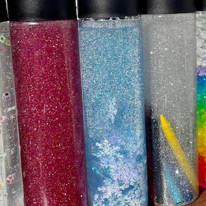 Custom Option | Sensory Bottles | Calm Down Bottles |  Anxiety & Stress Relief | Autism Sensory Bottles | Desk Stress Relief