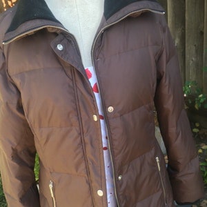 Michael Kors winter down fill dark brown puffer rain coat jacket women clothing sz M