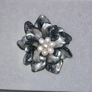 Baroque freshwater mother of pearl seashell floral brooch One of a kind flower pin birthday women gift for her Mothers day gift for mom