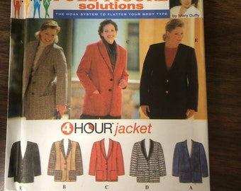 Simplicity 9711 Misses jacket, Womens coat sz 18W-24W Full Figure Solutions 4 hour jacket easy to sew Uncut Vintage Sewing Pattern
