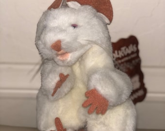 Folkmanis white mouse full body puppet, Rat pink eyes hand puppet stuffed plush toy
