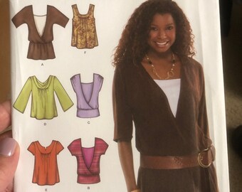 Simplicity 3790 Misses knit tops & blouse 6 made easy Women sz 6,8,10,12,14,16,18,20,22 Uncut easy sewing pattern