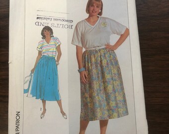 Simplicity 7964 Misses' Gathered Skirt In 2 Lengths Pullover Stretch Knit Top Women's Sz 16-18-20 Uncut Easy to Sew Vintage sewing pattern