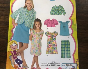 Simplicity 3513 Girls Jacket Dress Top Capri Pants cute  Easter Outfit Gathered Bust Dress Kids sz 3-6  Uncut Easy Childrens Sewing pattern