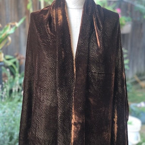Golden brown velvet art deco long neck piano scarf Shoulder cover up shawl Birthday women gift for her Christmas gift for mom