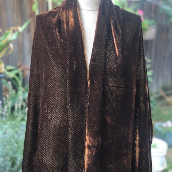 Golden brown velvet art deco long neck piano scarf Shoulder cover up shawl Birthday women gift for her Christmas gift for mom
