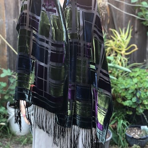 Burnout Velvet Scarf Semi Sheer Devore Velvet Wrap Vintage Boho Shawl