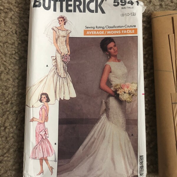 Butterick 5941 Misses Bridal Dress sz 8-10-12 Uncut women vintage sewing pattern