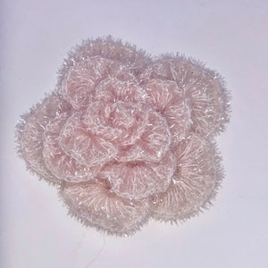 Handmade flower crocheted lightweight pink rose brooch Fluffy floral pin Birthday women gift for her Christmas or Mothers day gift for mom
