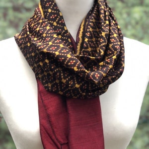 Unisex silk scarf Neck scarf for gift Long fringed scarf for him or for her Christmas gift
