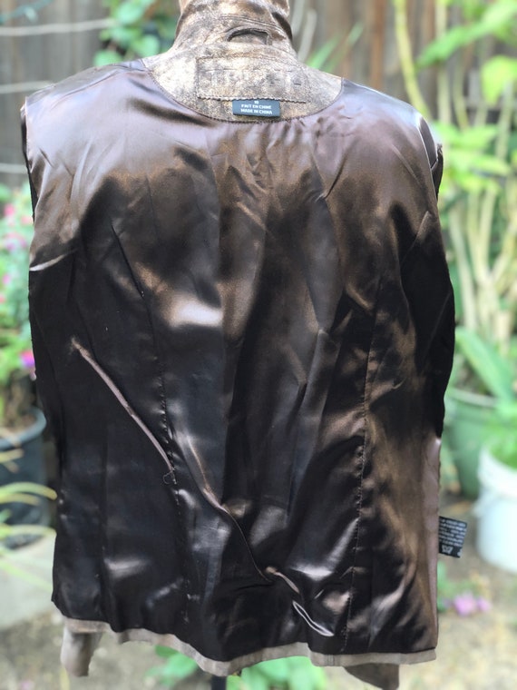 Misses leather soft metallic bronze blazer jacket… - image 10