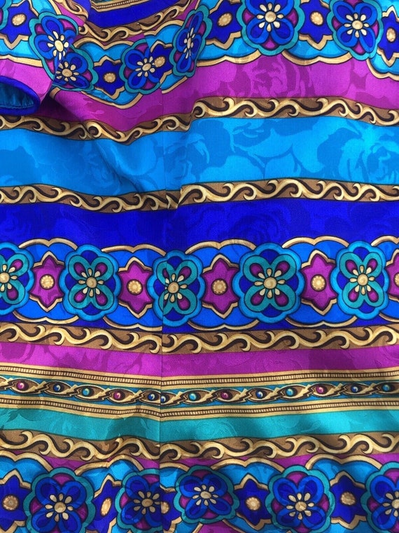 Women silk blouse and royal blue below knee skirt… - image 6