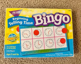 Trend Enterprises Inc Begining Telling Time bingo education classroom or family table games for Ages 5 and up Gift for kids