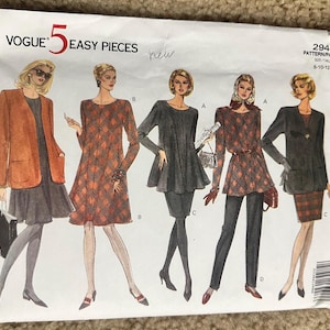 Vogue 2947 Five Easy Misses Petite Jacket Dress Top Skirt and Pants Women clothing sz 8-10-12 Uncut easy sewing pattern