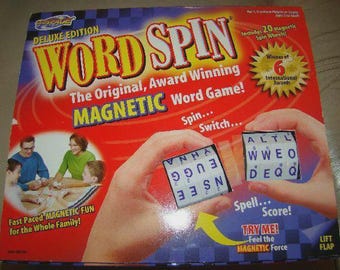 GeoSpace 82501 Word Spin Deluxe Edition Crossword Style Game with 20 Magnetic Wheels Family game for gift Ages 5 to adult