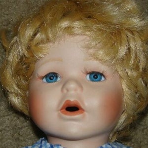 Porcelain 16&quot; boy doll with blonde hair, porcelain face, feet and hands